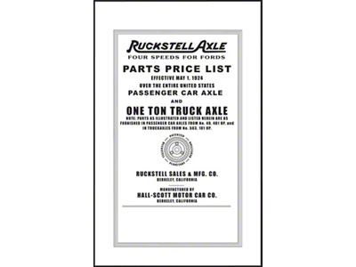 Model T Ford Ruckstell Parts List - 6 Pages - 3 Illustrations