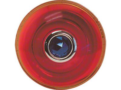 Model T Ford Tail Light Lens - Red Glass With Blue Dot - 3 Diameter