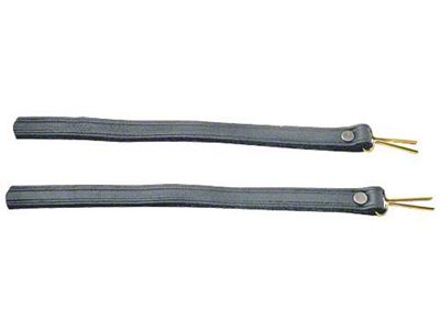 Model T Ford Top Bow Side Straps - Black Leather - Brass T Cotter Pin - 6-1/2 Long Straps