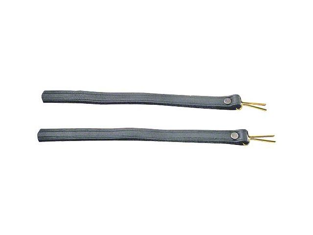 Model T Ford Top Bow Side Straps - Black Leather - Brass T Cotter Pin - 6-1/2 Long Straps