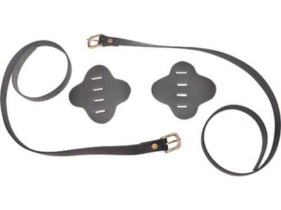 Model T Ford Top Saddle Pads & Straps - Black Leather - Brass Plated Buckles