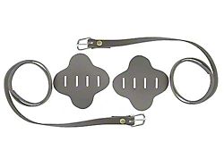 Model T Ford Top Saddle Pads & Straps - Black Leather - Nickel Plated Buckles