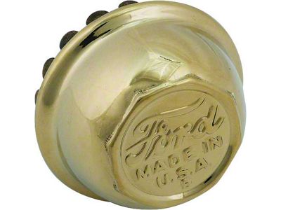 Model T Ford Wire Wheel Hub Cap - Brass - Ford Script