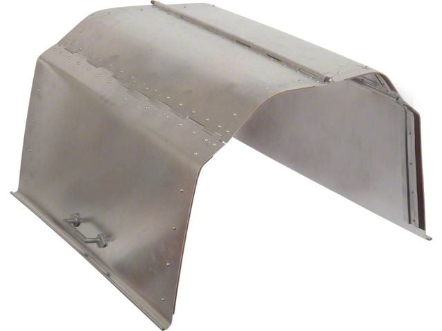 Model T Ford Hood - Torpedo Style - Aluminum - Cast Aluminum Handles - Plain Sides - Leather Lacing