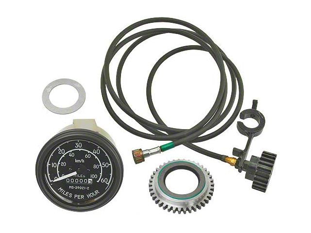 Model T Speedometer & Cable Kit, 3-3/8 Head, 0-60 MPH, 1909-1927
