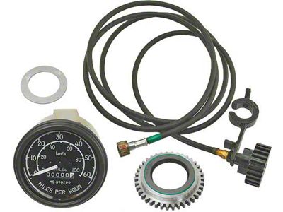 Model T Speedometer & Cable Kit, 3-3/8 Head, 0-60 MPH, 1909-1927