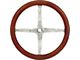 Model T Ford Steering Wheel - 14-1/2 OD & 11-7/8 ID - Chrome Reproduction With Mahogany Rim - Can Be Used On Any Year