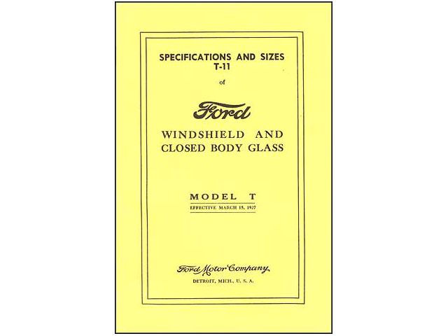 Model T Window Glass Specs - 14 Pages - 47 Illustrations