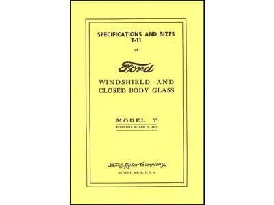 Model T Window Glass Specs - 14 Pages - 47 Illustrations