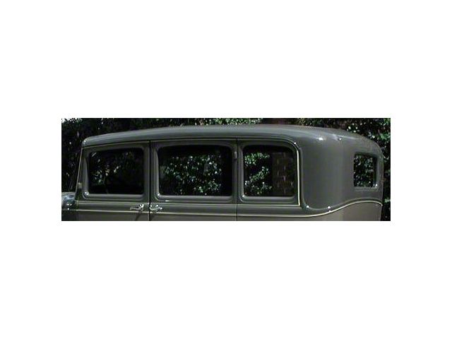 Model A Ford Window Glass Set - Deluxe Fordor Sedan 2 Window Slant Windshield 160C - Concours Quality