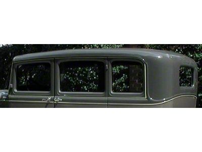 Model A Ford Window Glass Set - Deluxe Fordor Sedan 2 Window Slant Windshield 160C - Concours Quality