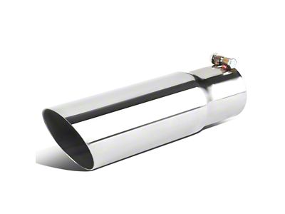 Angled Cut Round Exhaust Tip; 3.50-Inch; Polished (Fits 3-Inch Tailpipe)