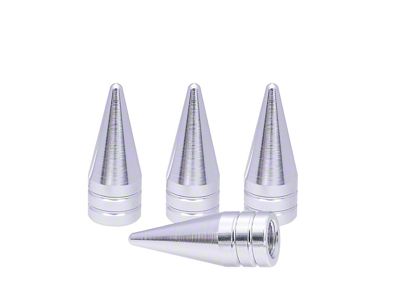 Brushed Spike Valve Caps; 4-Pack (Universal; Some Adaptation May Be Required)
