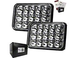 4x6 LED Headlights; Chrome Housing; Clear Lens (80-88 Monte Carlo)