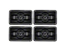 4x6 LED Headlights; Low and High Beam; Black Housing; Clear Lens (80-88 Monte Carlo)