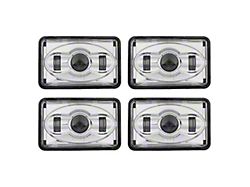 4x6 LED Headlights; Low and High Beam; Chrome Housing; Clear Lens (80-88 Monte Carlo)