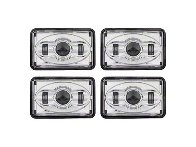 4x6 LED Headlights; Low and High Beam; Chrome Housing; Clear Lens (80-88 Monte Carlo)