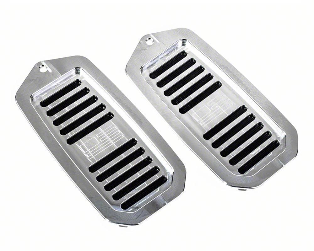 Ecklers Billet Door Jamb Vents with FLAG logo; Machined Finish (70