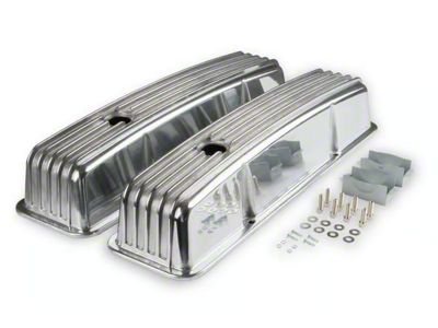 Mr. Gasket Cast Aluminum Finned Valve Covers; Polished (58-86 Small Block V8 Corvette C1, C2, C3 & C4)