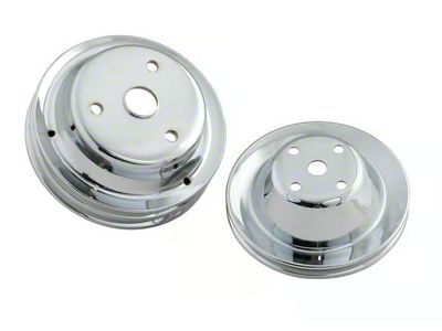 Mr. Gasket Chrome Pulley Set; Upper Single Groove; Lower Double Groove (69-85 Small Block V8 Corvette C3 & C4)