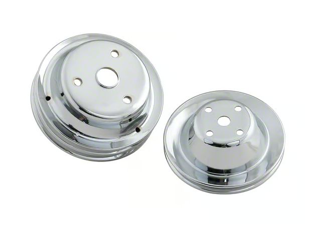 Mr. Gasket Chrome Pulley Set; Upper Single Groove; Lower Double Groove (69-85 Small Block V8 Corvette C3 & C4)