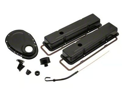 Mr. Gasket Engine Dress-Up Kit; Flat Black (60-85 Small Block V8 Corvette C1, C2, C3 & C4)