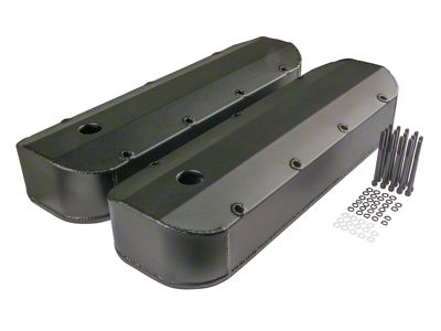 Mr. Gasket Fabricated Aluminum Valve Covers; Black; Long Bolt (65-74 Big Block V8 Corvette C2 & C3)