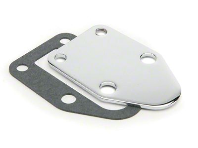 Mr. Gasket Fuel Pump Block Off Plate; Chrome (55-81 Small Block V8 Corvette C1, C2 & C3)