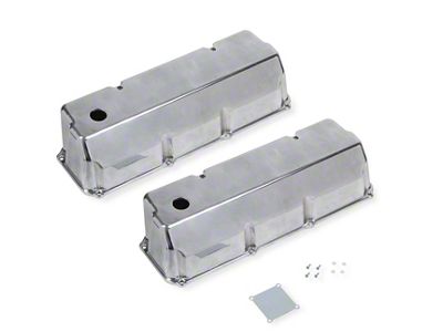 Mr. Gasket Cast Aluminum Tall Valve Covers; Polished (71-79 Small Block V8 Thunderbird)