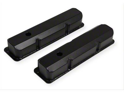 Mr. Gasket Fabricated Aluminum Valve Covers; Black; Short Bolt (58-69 Big Block V8 Thunderbird)