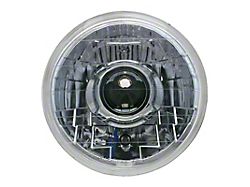 7-Inch V1 Projector Headlamp with Chrome Shroud and Halogen Bulbs; Chrome Housing; Clear Lens (Universal; Some Adaptation May Be Required)