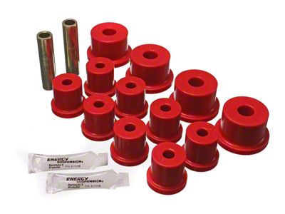 Rear Leaf Spring Bushings with 0.50-Inch Shackle Bolts; Red (64-73 Mustang, Excluding BOSS 302 & GT350)