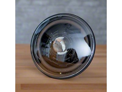 7-Inch LED Headlight with Smoked HDR Halo and Original Glass; Chrome Housing; Clear Lens (Universal; Some Adaptation May Be Required)
