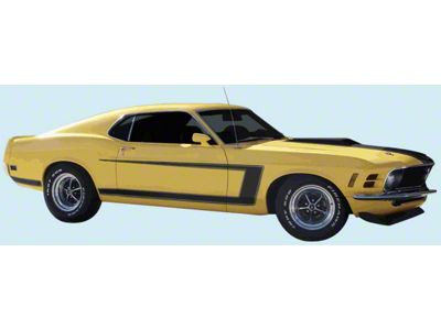 Grabber C-Stripe Kit; Reflective Black (1970 Mustang)