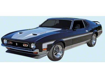Rally Stripe Kit; Matte Black (71-73 Mustang Mach 1)