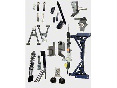 Street Tubular K-Member Complete Swap with Power Steering Rack, A-Arms, Engine Mounts and Spindle Struts (64-66 Mustang w/ 79-93 Mustang Spindles)