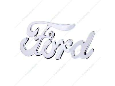 Vintage Ford Script Emblem; Chrome (Universal; Some Adaptation May Be Required)
