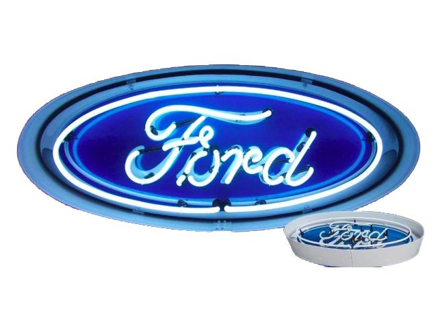 Neon Sign, Ford Oval Design With Metal Surround
