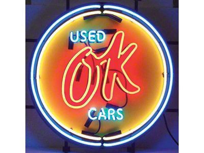 Neon Sign, OK Used Cars Design