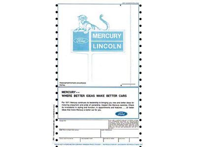 New Car Window Sticker - Mercury