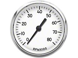 New Vintage USA 1940 Series Tachometer; 8K; White; 3-3/8-Inch (Universal; Some Adaptation May Be Required)