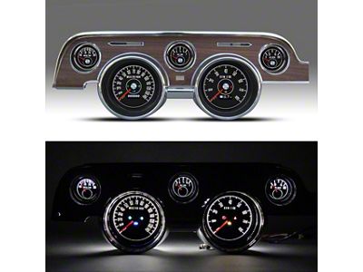 New Vintage USA M-153 Series Direct Fit Gauge Kit; Woodgrain (67-68 Mustang)