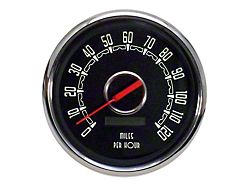 New Vintage USA Woodward Series Speedometer; 140 MPH; Black; 4-3/8-Inch (Universal; Some Adaptation May Be Required)