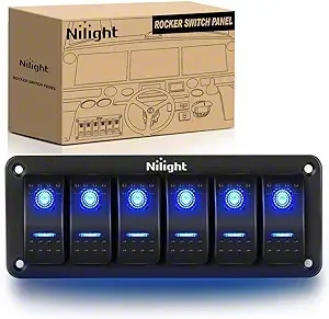 Ecklers 6-Gang Aluminum Rocker Switch Panel with Rocker Switches; Blue ...