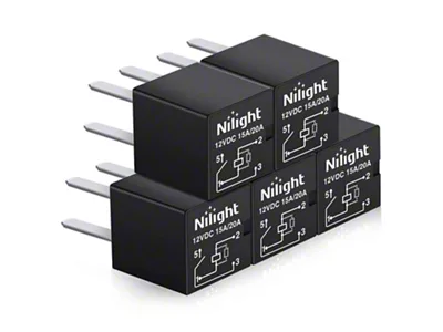 Nilight 4-Pin SPNO Automotive Purpose Relays; 5-Pieces