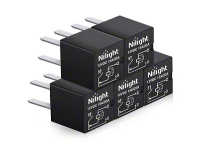 Nilight 4-Pin SPNO Automotive Purpose Relays; 5-Pieces