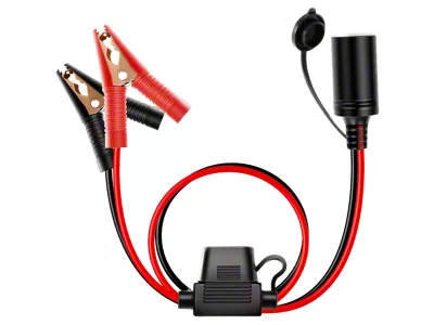Nilight Clip-On and Female Cigarette Lighter Adapter Car Battery Extension Charge Cable; 16 AWG