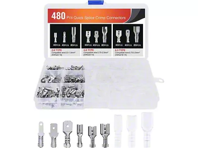 Nilight Spade Terminals with Insulated Sleeves; 480-Pieces