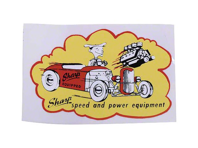 Nostalgia Decal - Sharp Speed & Power Equipment - 4-1/4 wide X 3 high