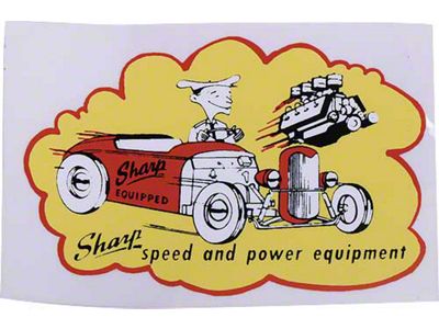 Nostalgia Decal - Sharp Speed & Power Equipment - 4-1/4 wide X 3 high